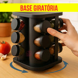Porta Temperos Giratório 12 Potes Vidro