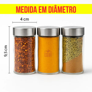 Porta Temperos Giratório 12 Potes Vidro